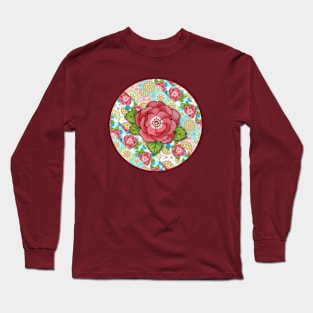 Mandala and Rose Stripe Long Sleeve T-Shirt